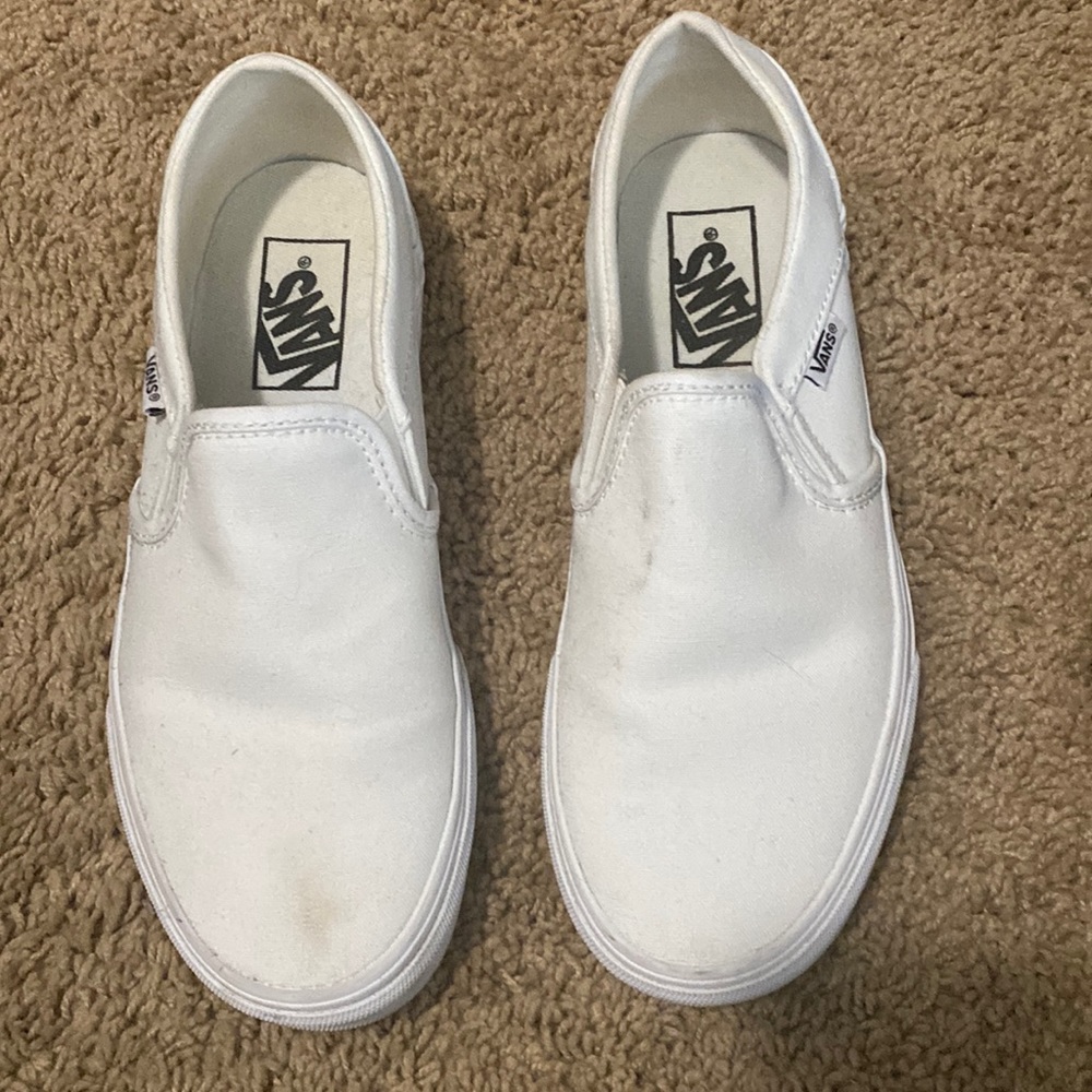 White Slip-On Vans